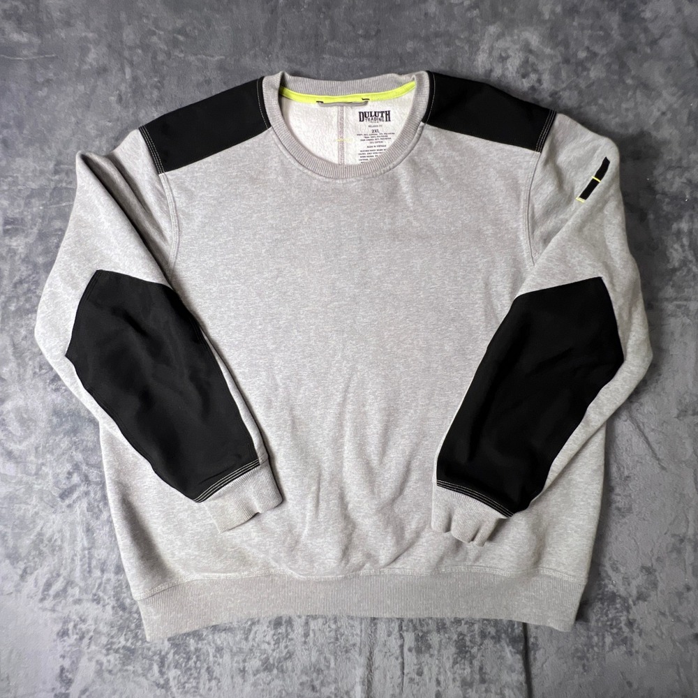 Duluth Trading Co Mens 2XL Gray Fleece Sweatshirt Reinforced Elbows Shoulders